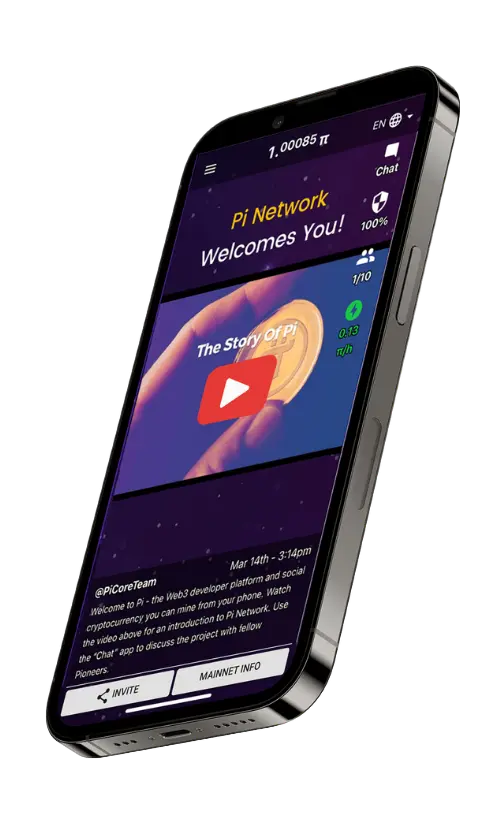 App de Pi Network en un smartphone